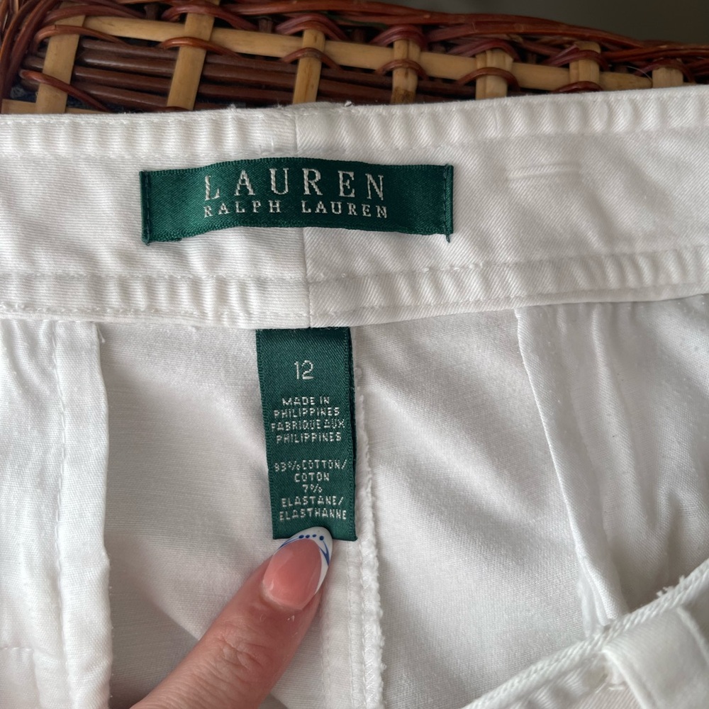 Lauren Ralph Lauren White Capri Pants Size 12 Tailored Fit Cropped - Picture 5 of 6